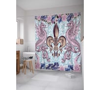 Штора (занавеска) для ванной JoyArty "Лиственный орнамент" из сатена, 180х200 см с крючками, sc_8552