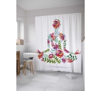 Штора (занавеска) для ванной JoyArty "Природа медитации" из сатена, 180х200 см с крючками, sc_9710