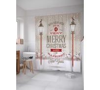 Штора (занавеска) для ванной JoyArty "Счастливого Рождества и Нового Года" из сатена, 180х200 см с крючками, sc_6769