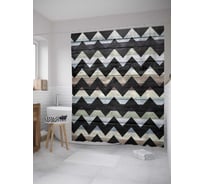 Штора (занавеска) для ванной JoyArty "Зигзаги времени" из сатена, 180х200 см с крючками, sc_9017