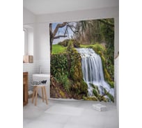 Штора (занавеска) для ванной JoyArty "Шёпот водопада" из сатена, 180х200 см с крючками, sc_6388