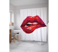 Штора (занавеска) для ванной JoyArty "Губы соблазнения" из сатена, 180х200 см с крючками, sc_7821