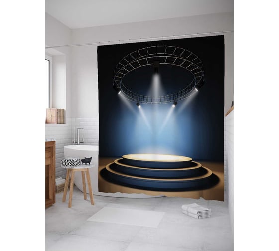 Штора (занавеска) для ванной JoyArty "Ослепительный подиум" из сатена, 180х200 см с крючками, sc_8270 1