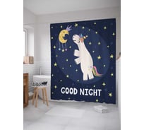 Штора (занавеска) для ванной JoyArty "Единорог и луна" из сатена, 180х200 см с крючками, sc_77329