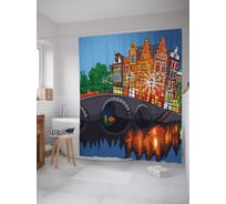 Штора (занавеска) для ванной JoyArty "Городские панорамы" из сатена, 180х200 см с крючками, sc_74179