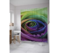 Штора (занавеска) для ванной JoyArty "Цветочная спираль" из сатена, 180х200 см с крючками, sc_8520