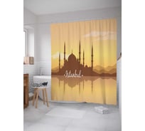 Штора (занавеска) для ванной JoyArty "Закат над Голубой Мечетью в Стамбуле" из сатена, 180х200 см с крючками, sc_68827