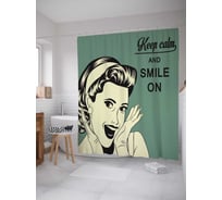Штора (занавеска) для ванной JoyArty "Успокойся и улыбайся" из сатена, 180х200 см с крючками, sc_78556