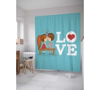 Штора (занавеска) для ванной JoyArty "Нежные поцелуи" из сатена, 180х200 см с крючками, sc_91972