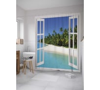 Штора (занавеска) для ванной JoyArty "Окно с неба" из сатена, 180х200 см с крючками, sc_7873