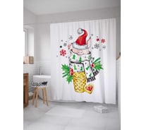 Штора (занавеска) для ванной JoyArty "Свинка в тепле" из сатена, 180х200 см с крючками, sc_78053