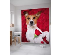 Штора (занавеска) для ванной JoyArty "Зая, я тебя люблю" из сатена, 180х200 см с крючками, sc_92001