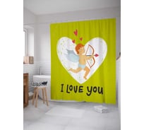 Штора (занавеска) для ванной JoyArty "Купидон любви" из сатена, 180х200 см с крючками, sc_92017