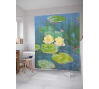 Штора (занавеска) для ванной JoyArty "Водяные лилии" из сатена, 180х200 см с крючками, sc_6877
