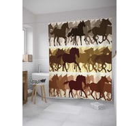 Штора (занавеска) для ванной JoyArty "Лошадиный побег" из сатена, 180х200 см с крючками, sc_8506