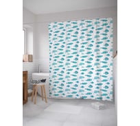 Штора (занавеска) для ванной JoyArty "Бирюзовые рыбки" из сатена, 180х200 см с крючками, sc_65633