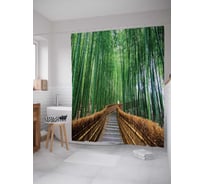Штора (занавеска) для ванной JoyArty "Дорожка в бамбуковом лесу" из сатена, 180х200 см с крючками, sc_7569