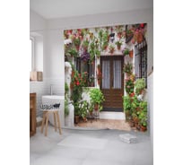 Штора (занавеска) для ванной JoyArty "Цветочная выставка" из сатена, 180х200 см с крючками, sc_908