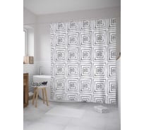 Штора (занавеска) для ванной JoyArty "Неправильные квадраты" из сатена, 180х200 см с крючками, sc_33021