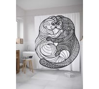 Штора (занавеска) для ванной JoyArty "Кошачьи обнимания" из сатена, 180х200 см с крючками, sc_33041