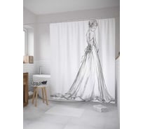 Штора (занавеска) для ванной JoyArty "В подвенечном платье" из сатена, 180х200 см с крючками, sc_33059