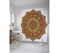 Штора (занавеска) для ванной JoyArty "Индийская мандала" из сатена, 180х200 см с крючками, sc_33047