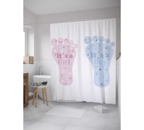 Штора (занавеска) для ванной JoyArty "Пяточки новорожденных" из сатена, 180х200 см с крючками, sc_35132