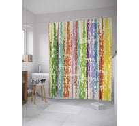 Штора (занавеска) для ванной JoyArty "Радуга акварель" из сатена, 180х200 см с крючками, sc_33106
