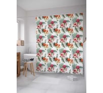 Штора (занавеска) для ванной JoyArty "букеты джунглей" из сатена, 180х200 см с крючками, sc_34008