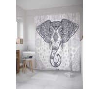 Штора (занавеска) для ванной JoyArty "Ганеша монохром" из сатена, 180х200 см с крючками, sc_35388