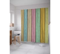 Штора (занавеска) для ванной JoyArty "Покрашенные доски" из сатена, 180х200 см с крючками, sc_38077