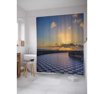 Штора (занавеска) для ванной JoyArty "Тихий закат" из сатена, 180х200 см с крючками, sc_34926