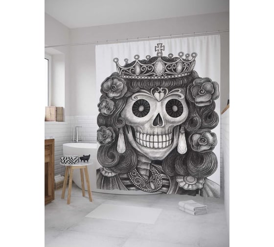 Штора (занавеска) для ванной JoyArty "Королева пиратов" из сатена, 180х200 см с крючками, sc_33591 1