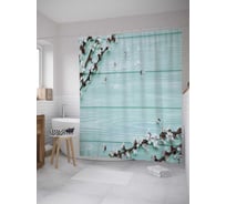 Штора (занавеска) для ванной JoyArty "Цветущие веточки абрикоса" из сатена, 180х200 см с крючками, sc_33396