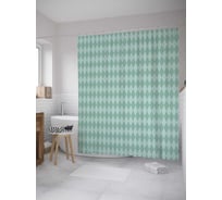 Штора (занавеска) для ванной JoyArty "Мятные ромбы" из сатена, 180х200 см с крючками, sc_33761