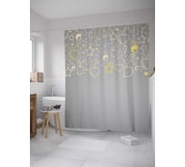 Штора (занавеска) для ванной JoyArty "Подвешенные сердечки и звездочки" из сатена, 180х200 см с крючками, sc_34713