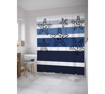 Штора (занавеска) для ванной JoyArty "Рисованные морские звезды" из сатена, 180х200 см с крючками, sc_35899