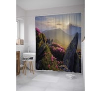 Штора (занавеска) для ванной JoyArty "Цветущие склоны" из сатена, 180х200 см с крючками, sc_32976