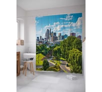 Штора (занавеска) для ванной JoyArty "Городской парк" из сатена, 180х200 см с крючками, sc_36781