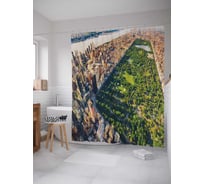 Штора (занавеска) для ванной JoyArty "Парк в городе" из сатена, 180х200 см с крючками, sc_36827