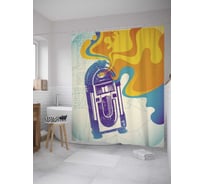 Штора (занавеска) для ванной JoyArty "Проигрыватель-автомат ретро" из сатена, 180х200 см с крючками, sc_34586