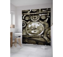 Штора (занавеска) для ванной JoyArty "Система шестеренок" из сатена, 180х200 см с крючками, sc_36293