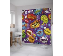 Штора (занавеска) для ванной JoyArty "Комиксные звуки" из сатена, 180х200 см с крючками, sc_36509