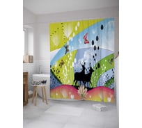 Штора (занавеска) для ванной JoyArty "Олени в красочном лесу" из сатена, 180х200 см с крючками, sc_35961