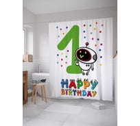 Штора (занавеска) для ванной JoyArty "Однолетний космонавт" из сатена, 180х200 см с крючками, sc_35022