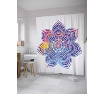 Штора (занавеска) для ванной JoyArty "Радужная мандала" из сатена, 180х200 см с крючками, sc_35451