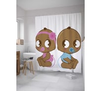 Штора (занавеска) для ванной JoyArty "Близнецы" из сатена, 180х200 см с крючками, sc_35120