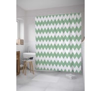 Штора (занавеска) для ванной JoyArty "Мятные зигзаги" из сатена, 180х200 см с крючками, sc_33382
