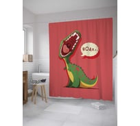 Штора (занавеска) для ванной JoyArty "Пасть динозавра" из сатена, 180х200 см с крючками, sc_32987