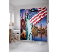 Штора (занавеска) для ванной JoyArty "Американская свобода" из сатена, 180х200 см с крючками, sc_36778